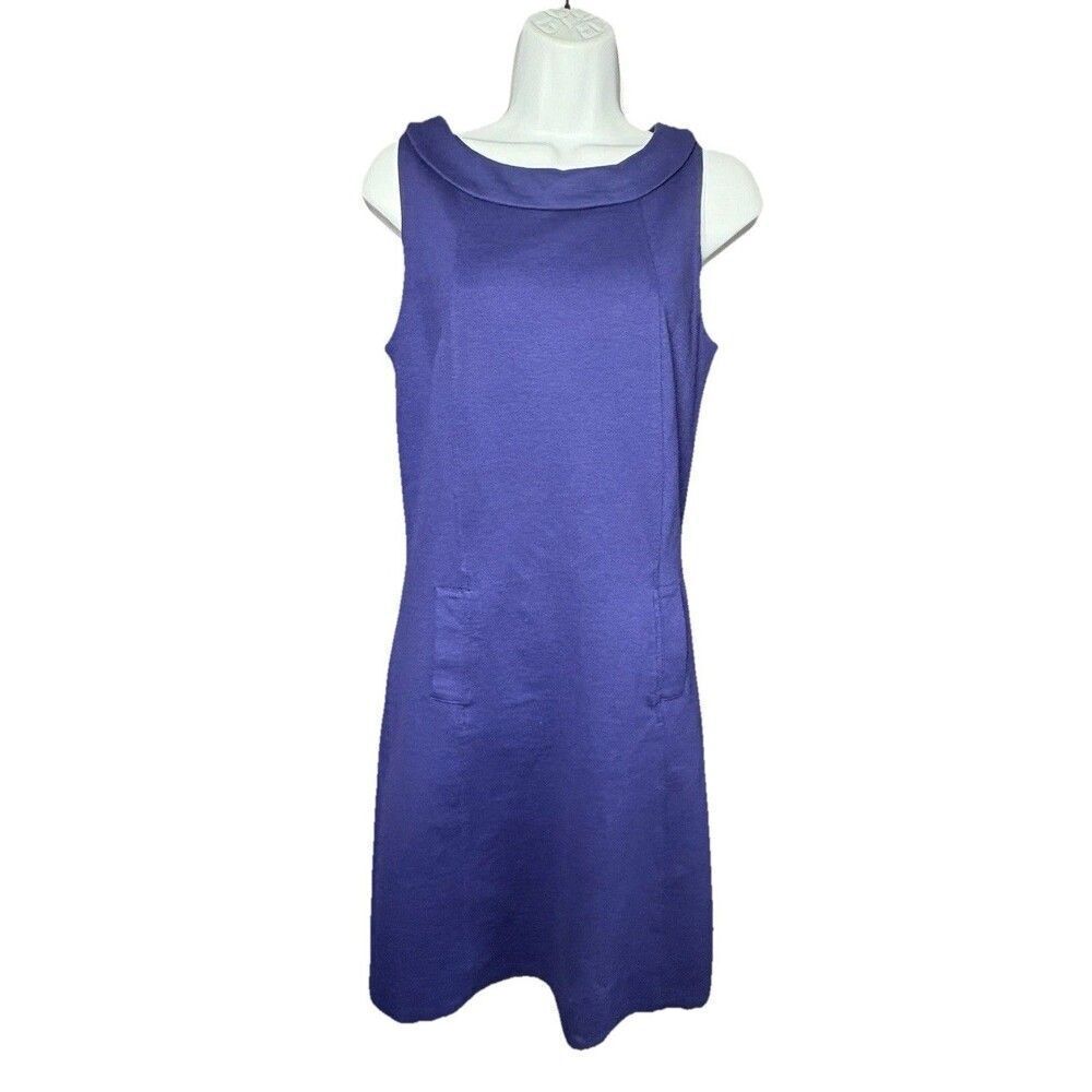 Boden Mini Dress Size 6 Blue Reverse Peter Pan Collar Mod Retro Preppy Work - Picture 2 of 8